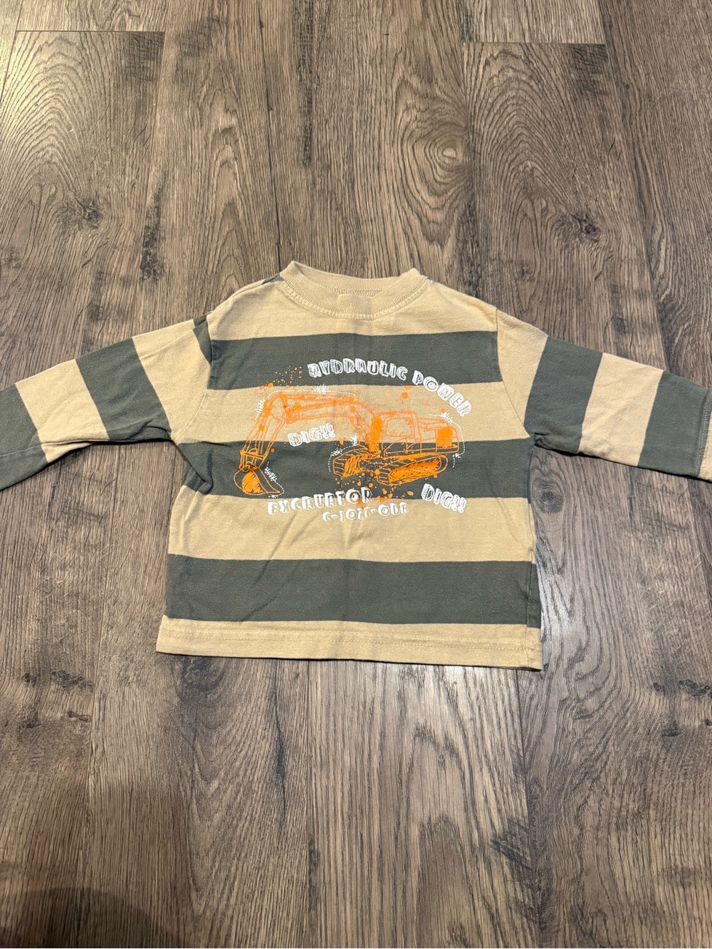 okie dokie Green & Tan Striped Excavator Long-Sleeve Tee